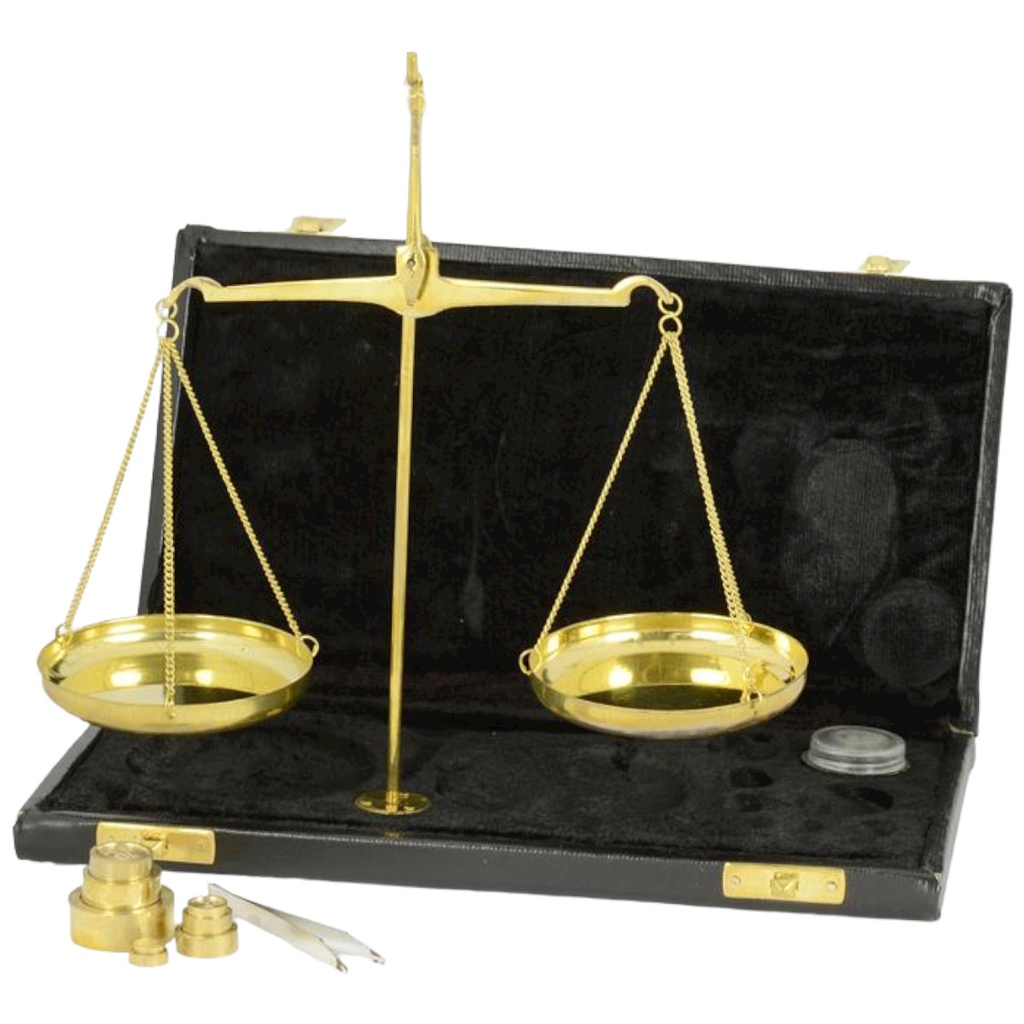 [LA-97253] Waage Messing Apothekerwaage Goldwaage in Box