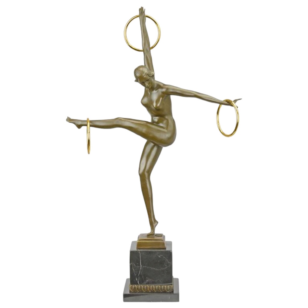 [LA-98456] Bronzeskulptur Bronzefigur Tänzerin der Ringe
