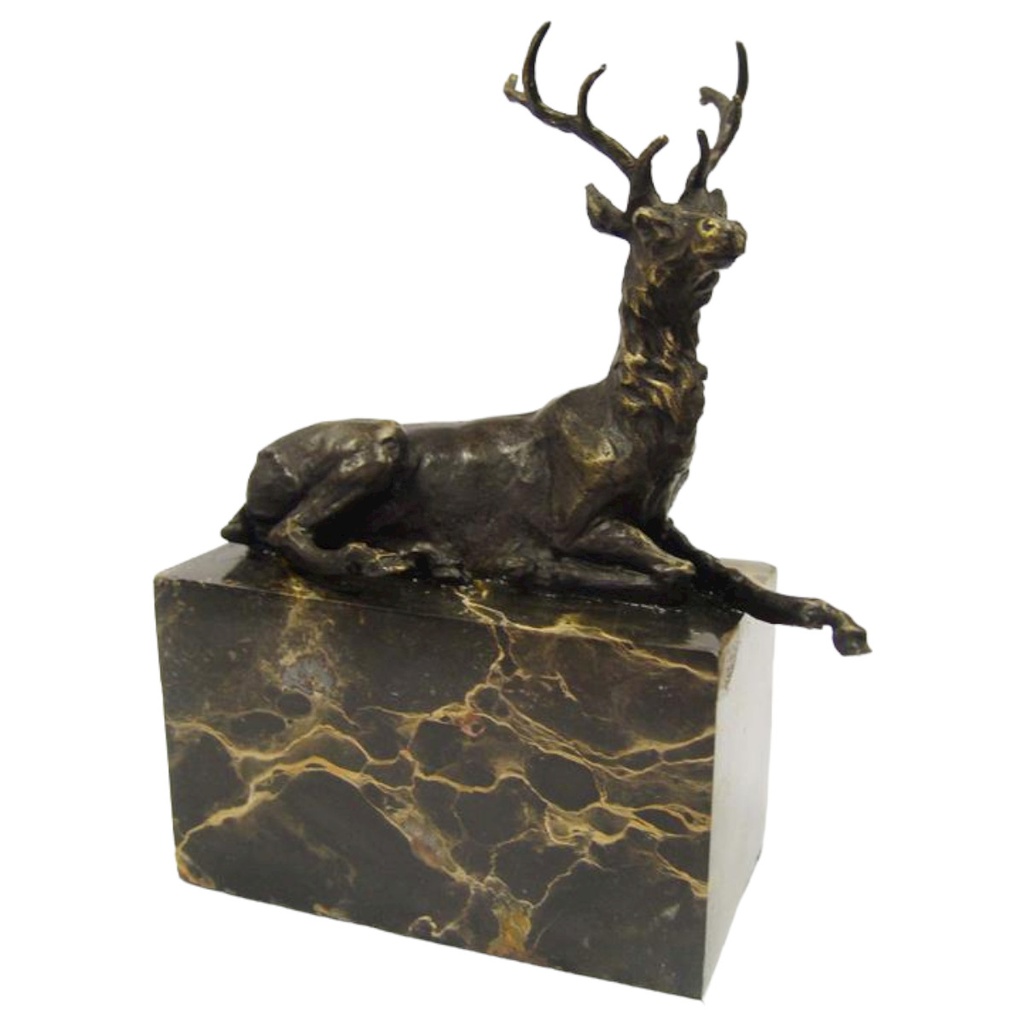 [LA-98643] Bronzeskulptur Bronzefigur Hirsch