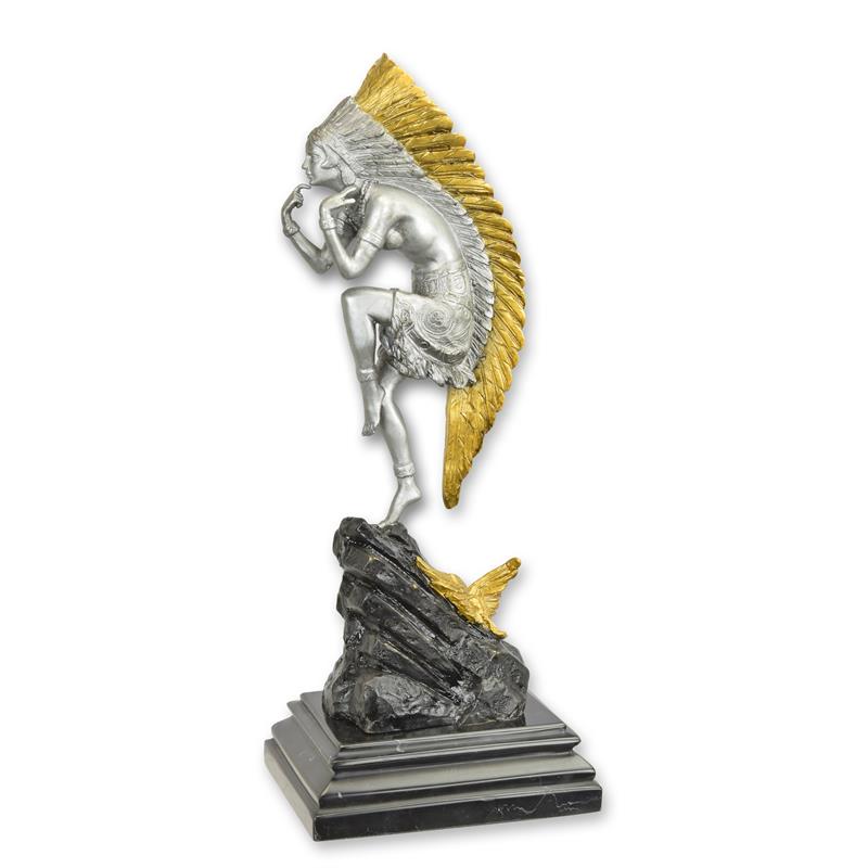 [LA-99274] Bronzeskulptur Bronzefigur Indianerin Tänzerin