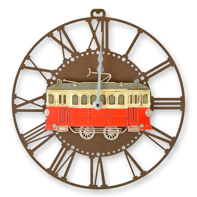 [LA-99285] Wanduhr Eisen Straßenbahn