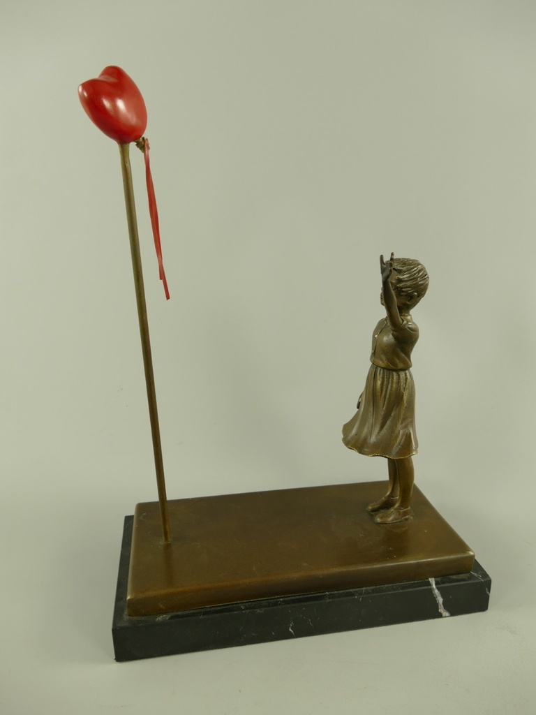 [LA-1819298] Figur Bronze Banksy Mädchen mit Herzballon H.39cm