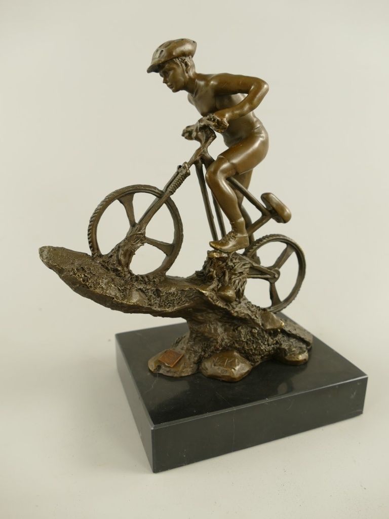 [LA-1819314] Figur Bronze Mountainbiker H.25x20cm