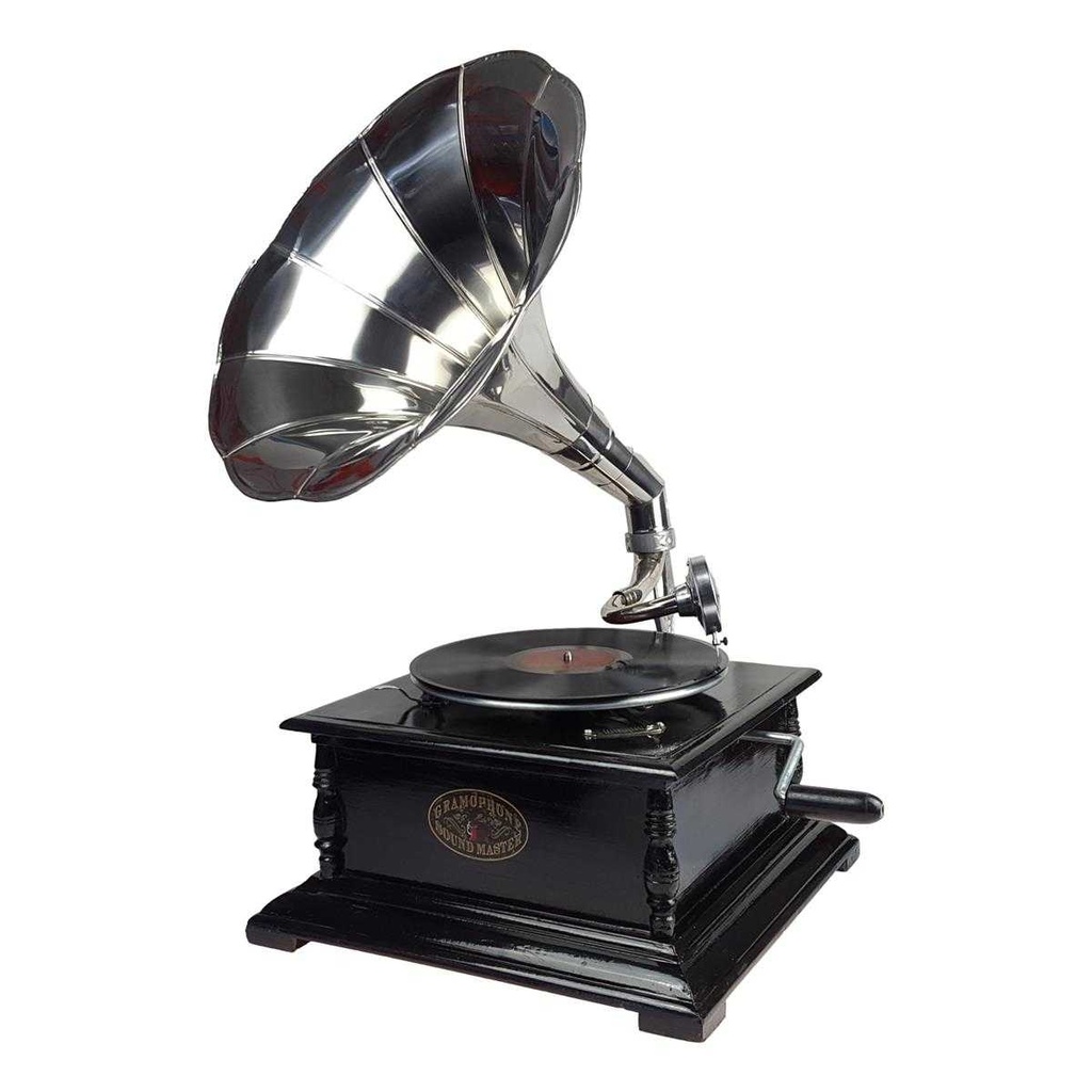 [LA-39579] Trichtergrammophon vernickelt 4-eckig viereckig