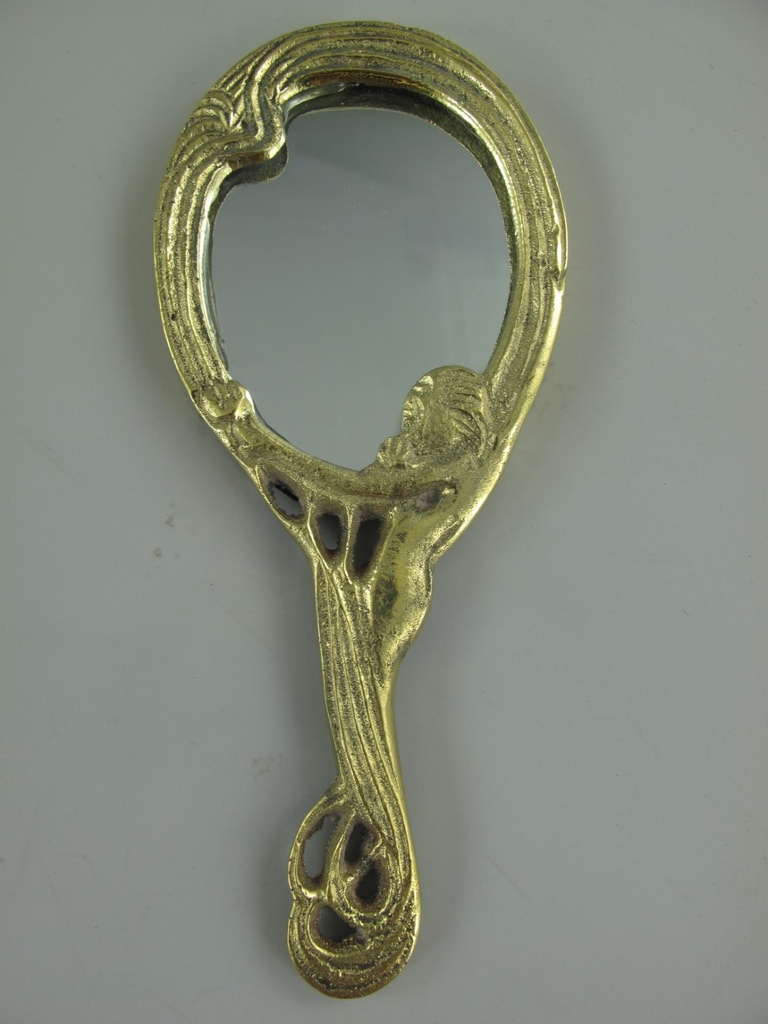 [LA-39675] Handspiegel Dame Messing L 16x7 cm