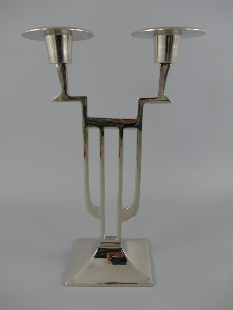 [LA-39731] Kerzenleuchter Kerzenständer Kerzenhalter Metall vernickelt #39731