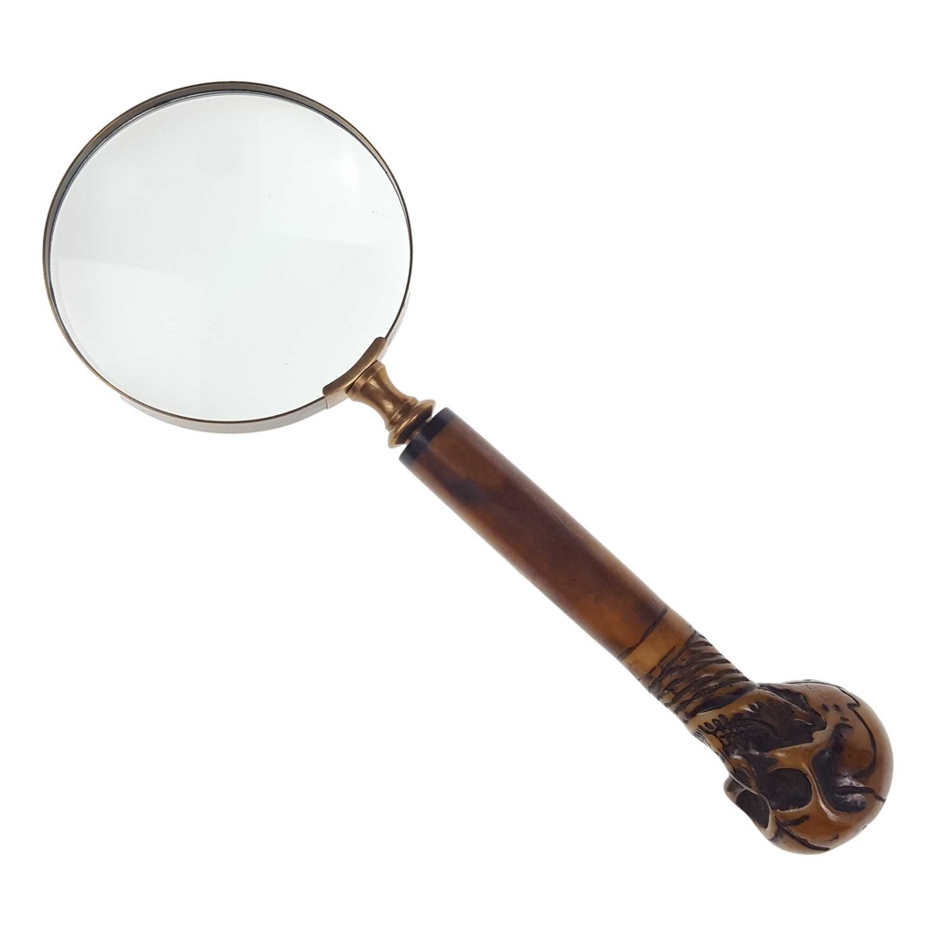 [LA-39804] Leselupe Handlupe Vergrößerungsglas Messing brüniert D 10-L 29 cm