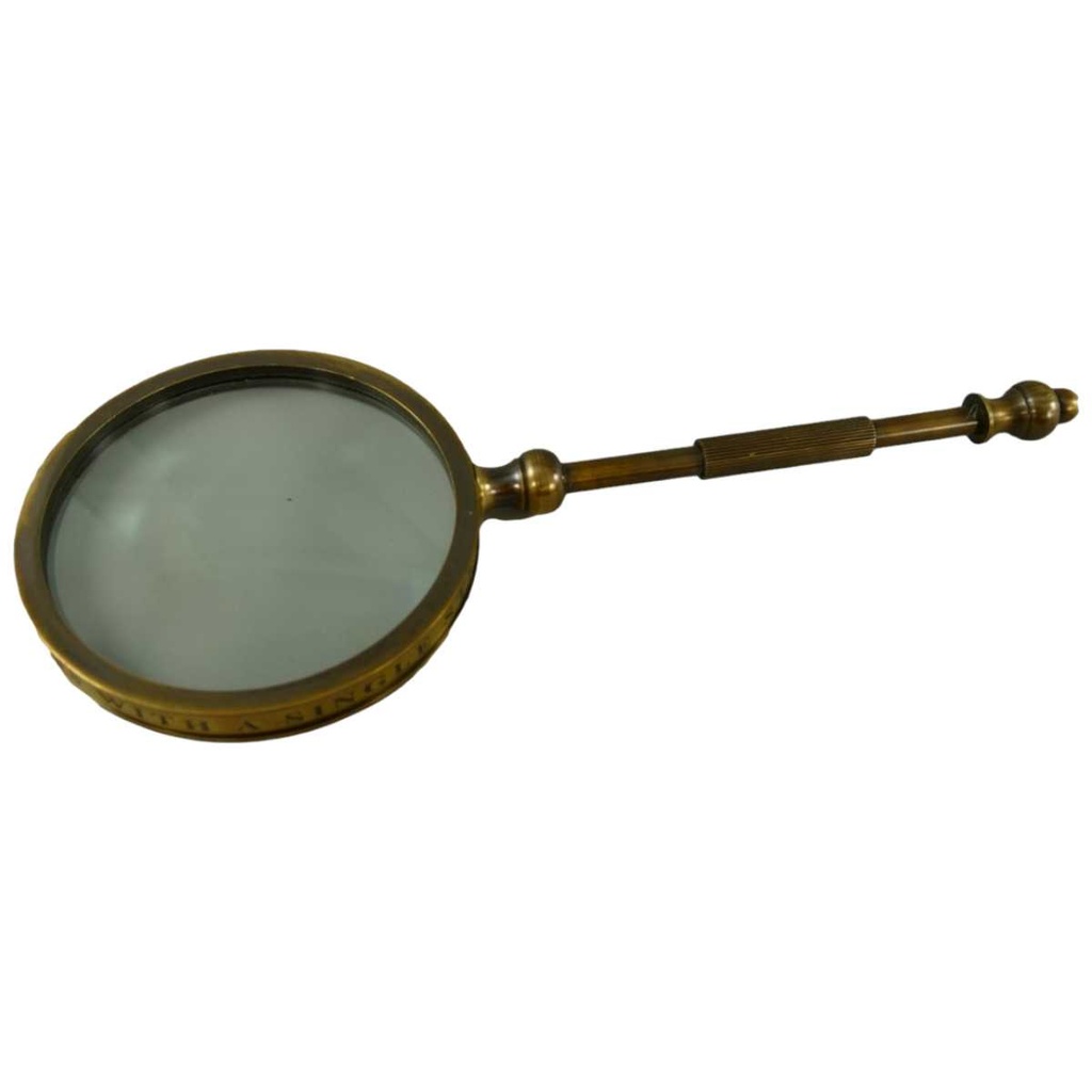[LA-39811] Leselupe Handlupe Vergrößerungsglas Messing brüniert D 8-L 21 cm