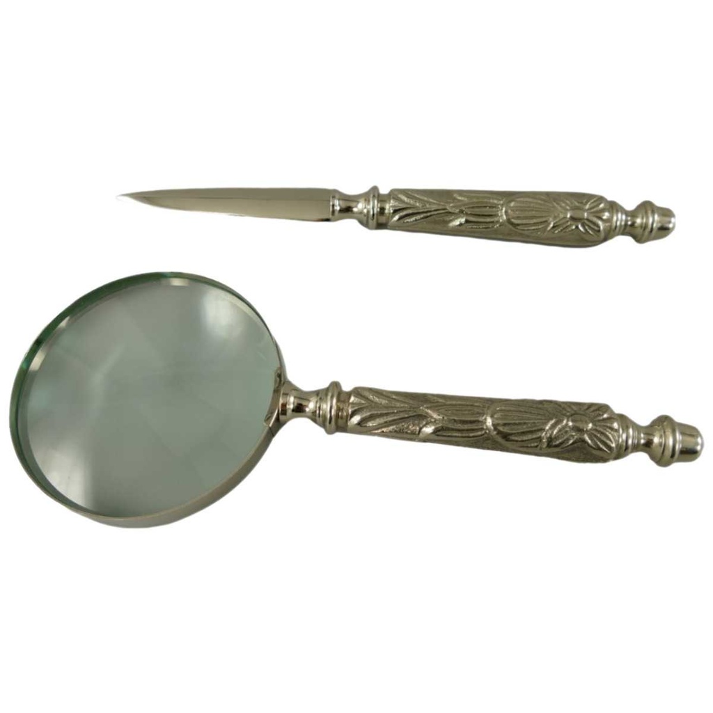[LA-39837] Leselupe Handlupe Vergrößerungsglas Glas vernickelt #39837