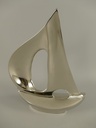 Figur Skulptur Vernickelt Segelboot H 30 cm