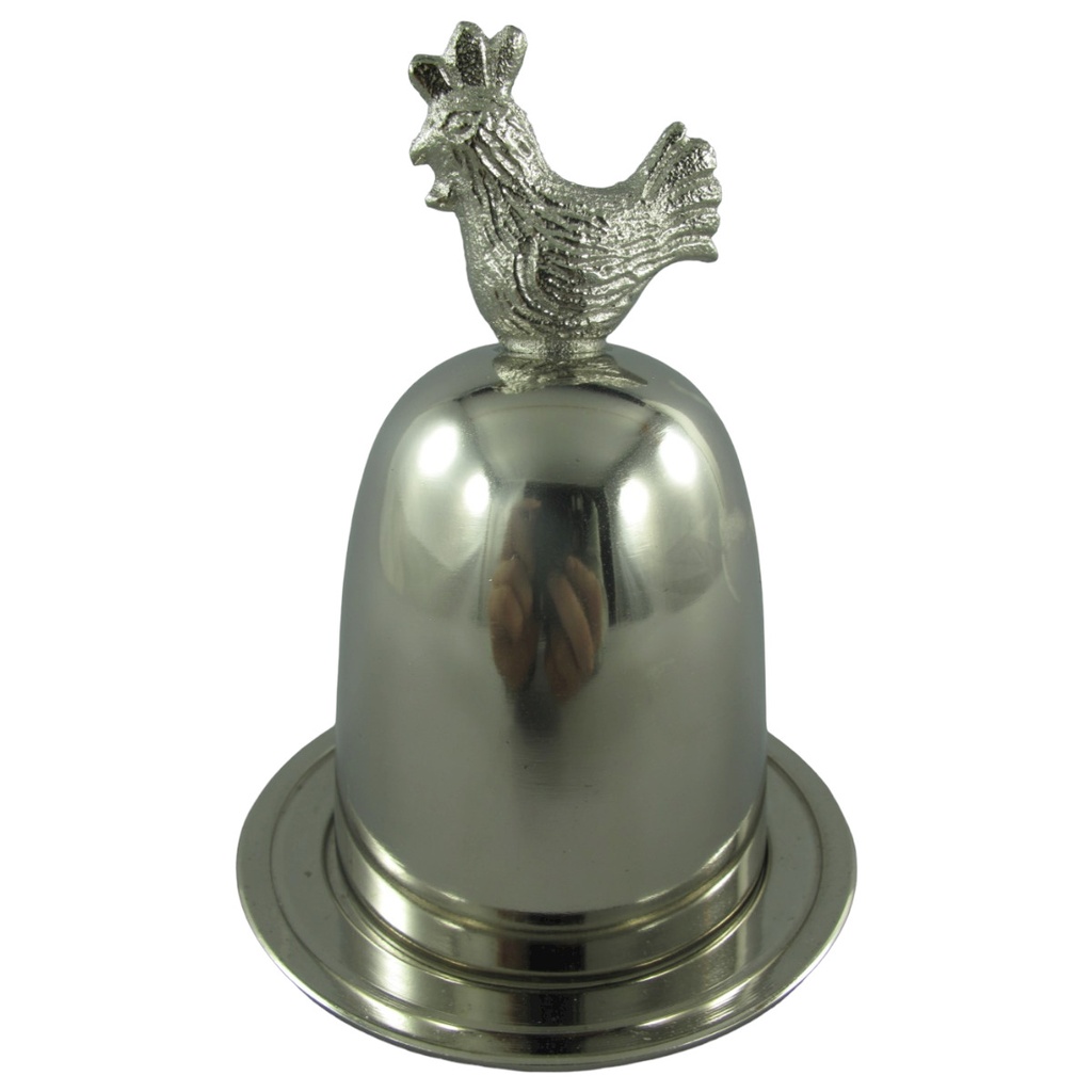 [LA-39956] Eierhalter Hahn Aluminium vernickelt H 16x12 cm