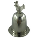 Eierhalter Hahn Aluminium vernickelt H 16x12 cm