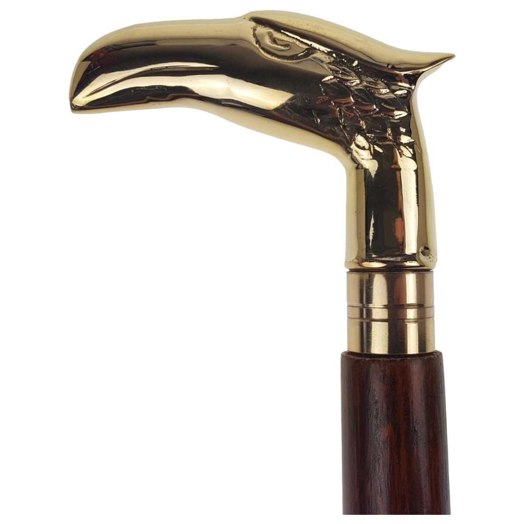 [LA-40013] Gehstock Wanderstock Spazierstock Flanierstock Holz Messing poliert Adlerkopf #40013
