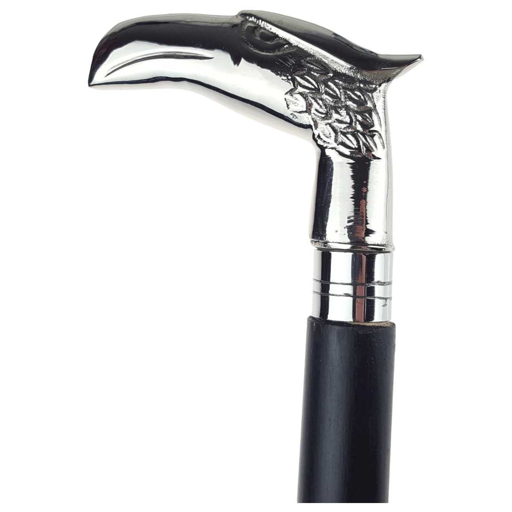 [LA-40014] Gehstock Wanderstock Spazierstock Flanierstock Holz vernickelt Vogel Adler