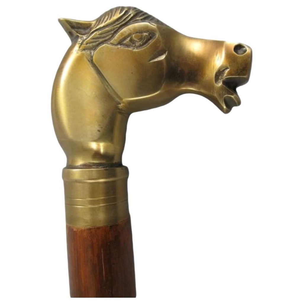 [LA-40019] Gehstock Wanderstock Spazierstock Flanierstock Holz Messing brüniert