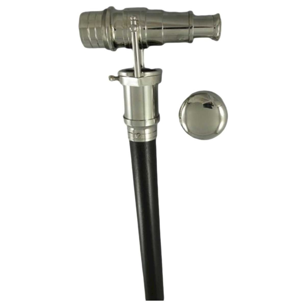 [LA-40027] Gehstock Wanderstock Spazierstock Flanierstock Holz vernickelt Fernrohr