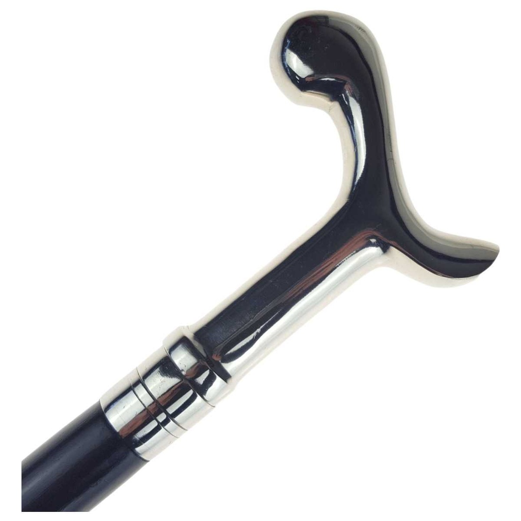 [LA-40033] Gehstock Wanderstock Spazierstock Flanierstock Holz glatt vernickelt