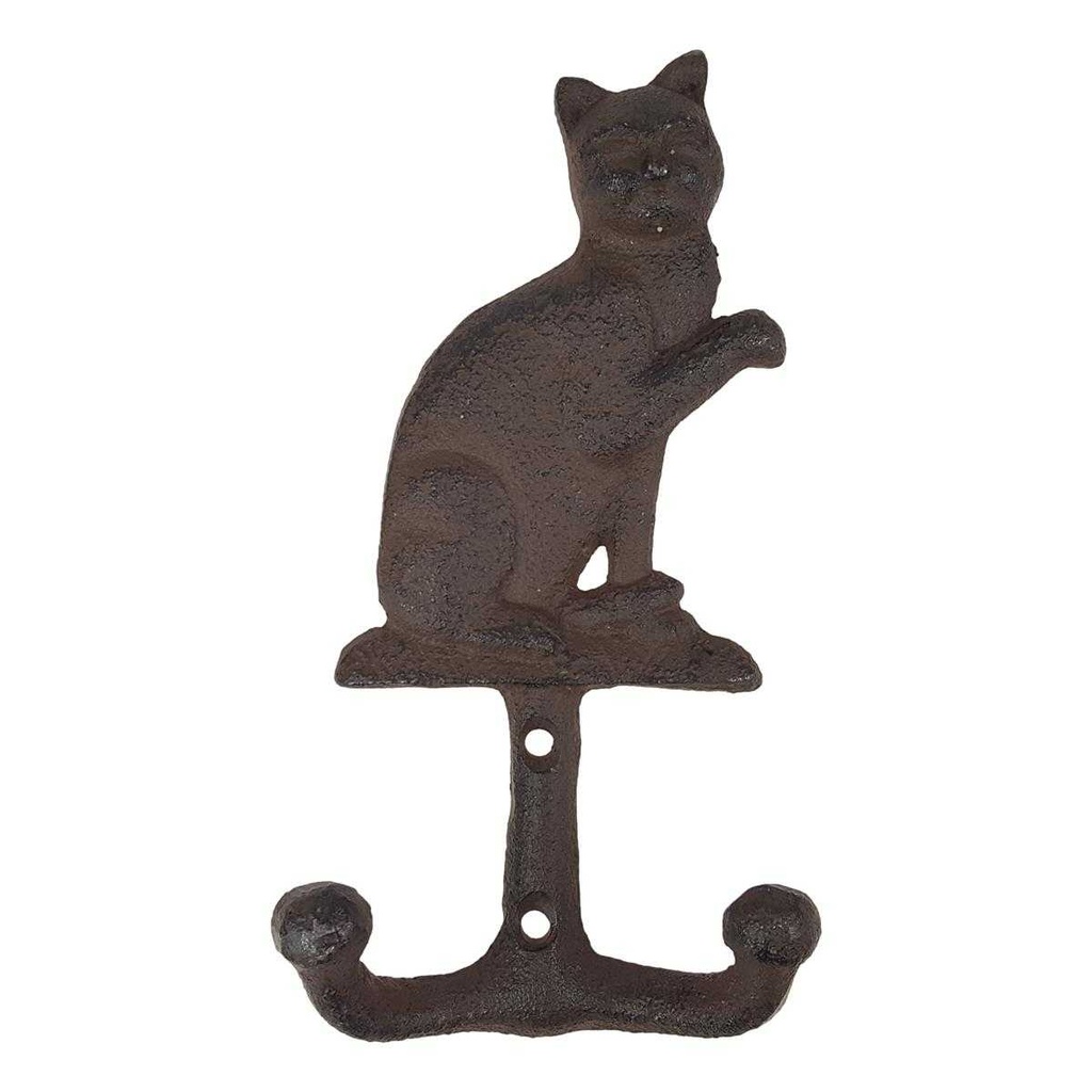 [LA-40652] Garderobenhaken Kleiderhaken Wandhaken Mantelhaken Gusseisen Rustikal - Katze