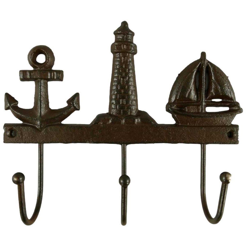 [LA-40692] Garderobenhaken Kleiderhaken Wandhaken Mantelhaken Gusseisen Braun rustikal - Maritim
