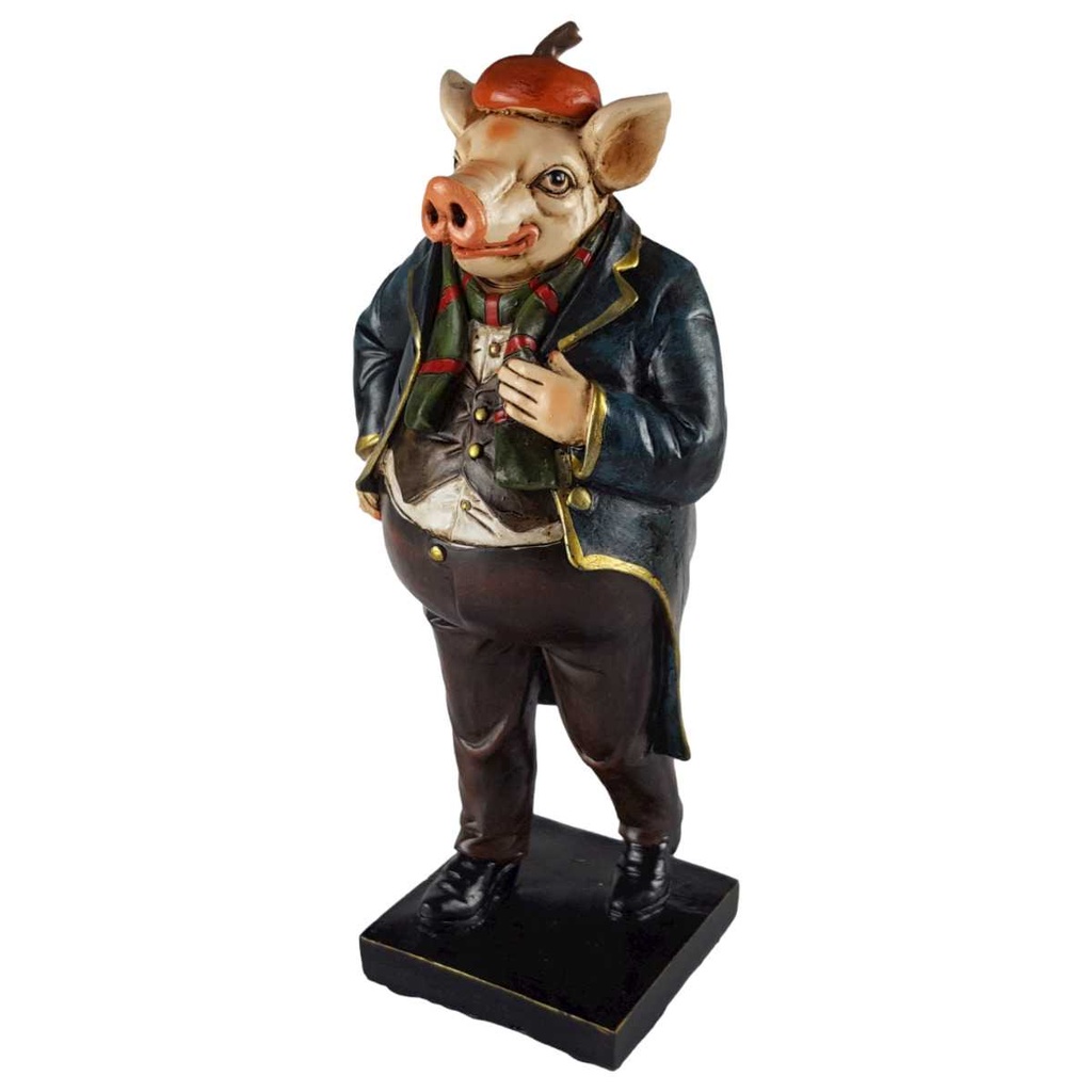 [LA-40787] Skulptur Figur Statue Kunststein Schwein farbig