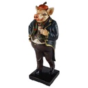 Skulptur Figur Statue Kunststein Schwein farbig
