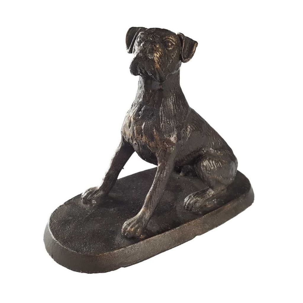 [LA-41021] Skulptur Figur Gusseisen Hund Bulldogge Rustikal