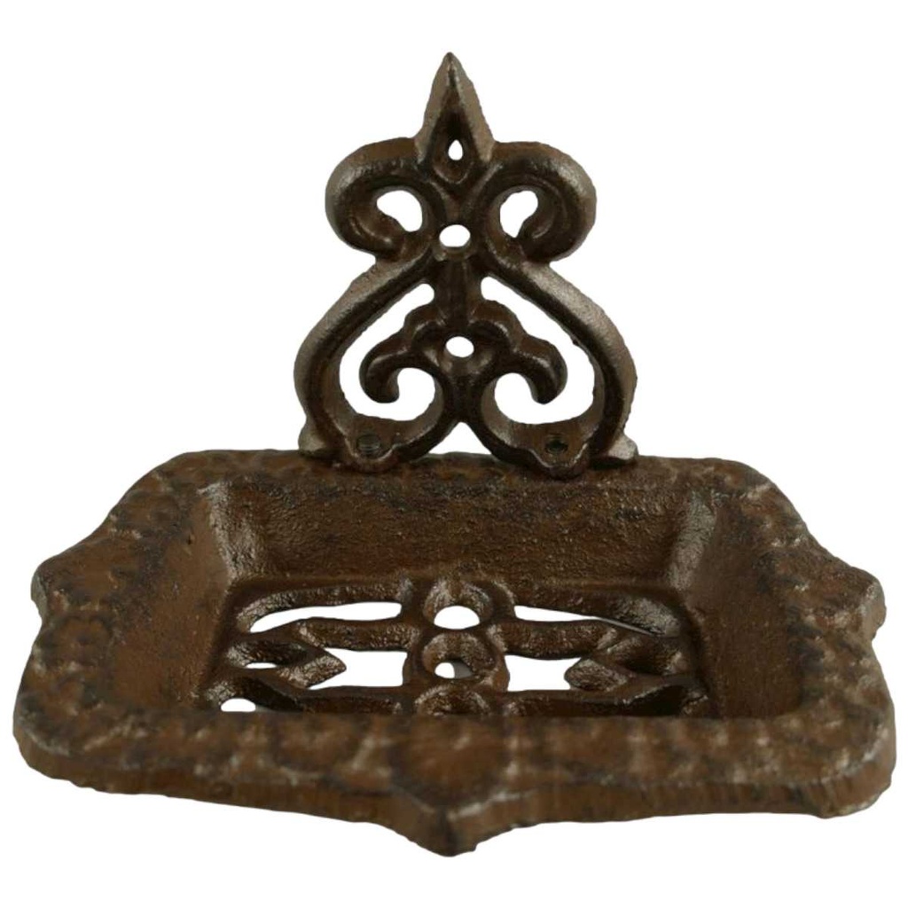 [LA-41106] Seifenschale Gußeis. rustik. braun L 14x10 cm
