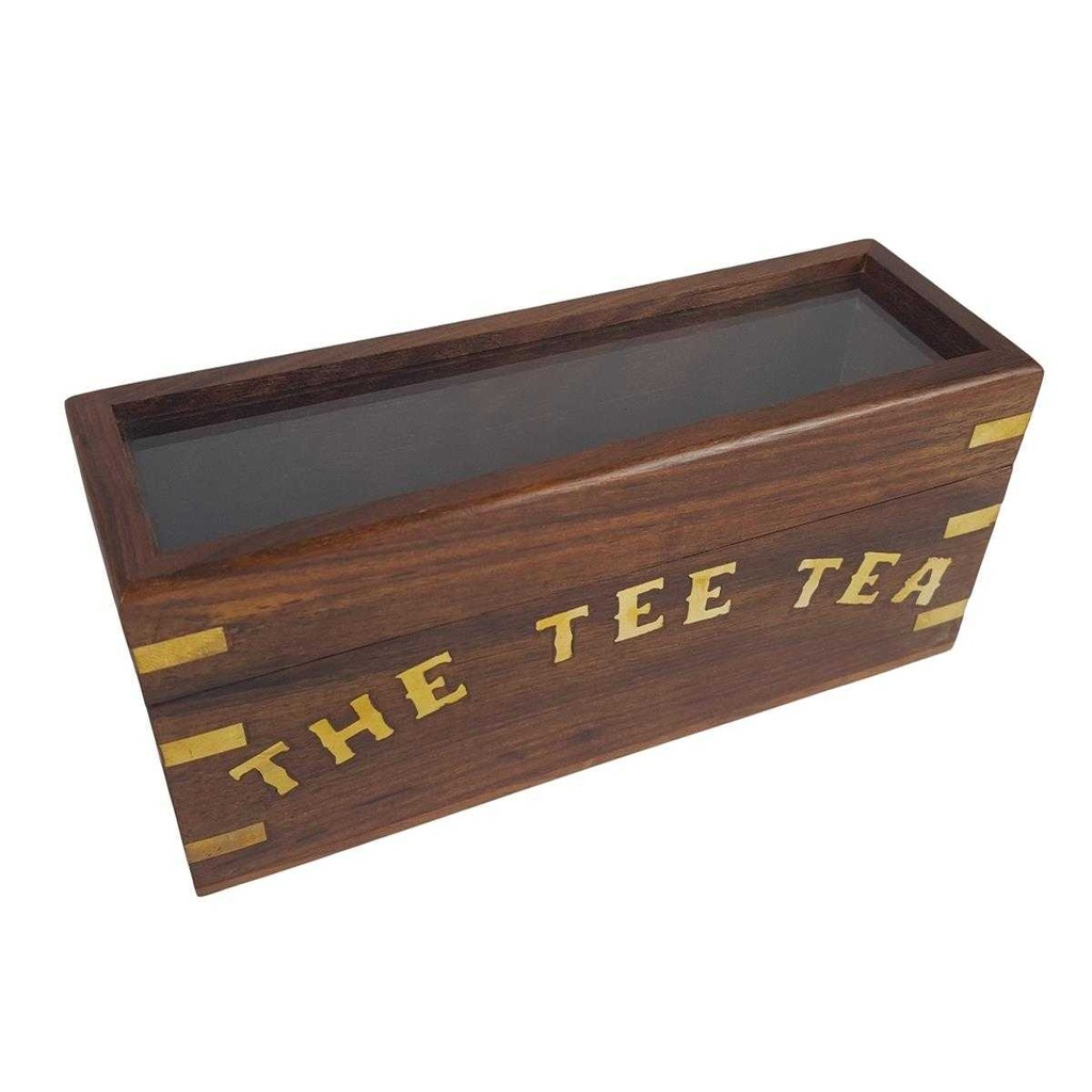 [LA-41155] Holzbox Teebox Teedose Holddose Teebeutelspender für Tee The-Tee-Tea Braun