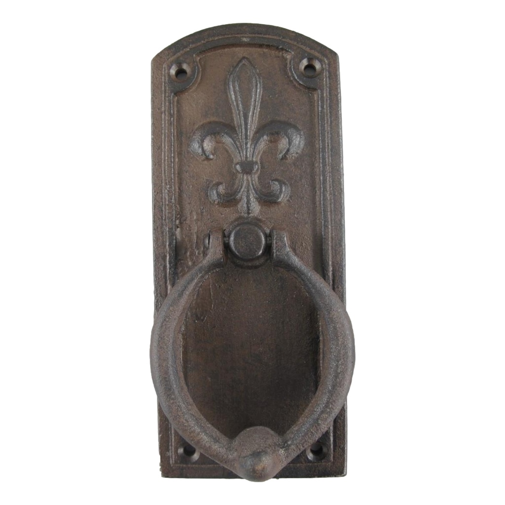 [LA-41168] Gusseisen Türklopfer Ring rustikal braun H 20 cm