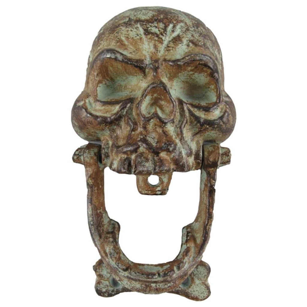 [LA-41171] Gusseisen Türklopfer farbig Totenkopf H 18x11 cm