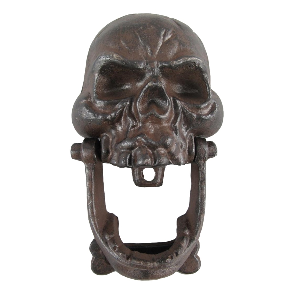 [LA-41172] Gusseisen Türklopfer rustikal braun Totenkopf H 18x11 cm
