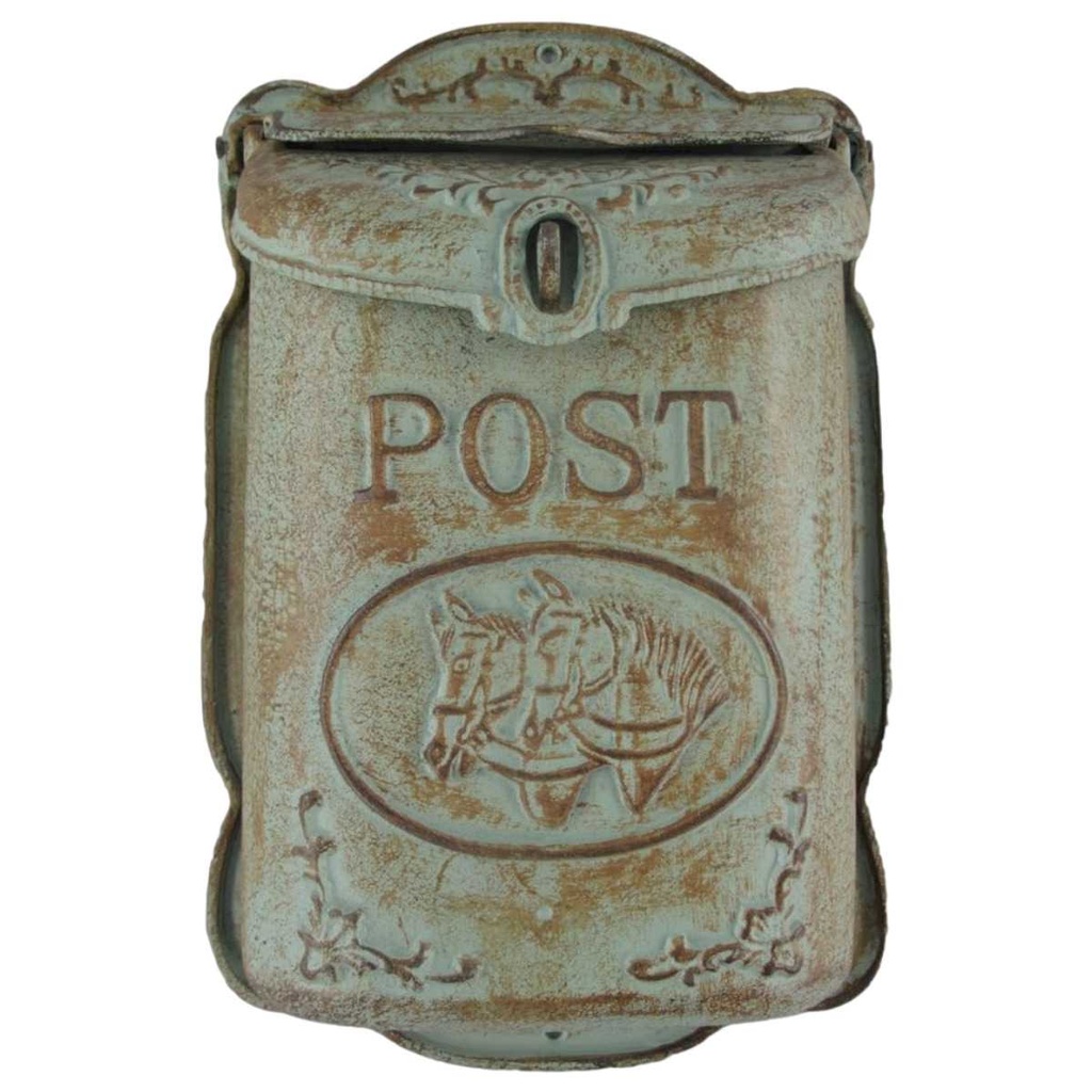 [LA-41244] Gusseisen Wandbriefkasten Postkasten Briefkasten farbig H 40 cm