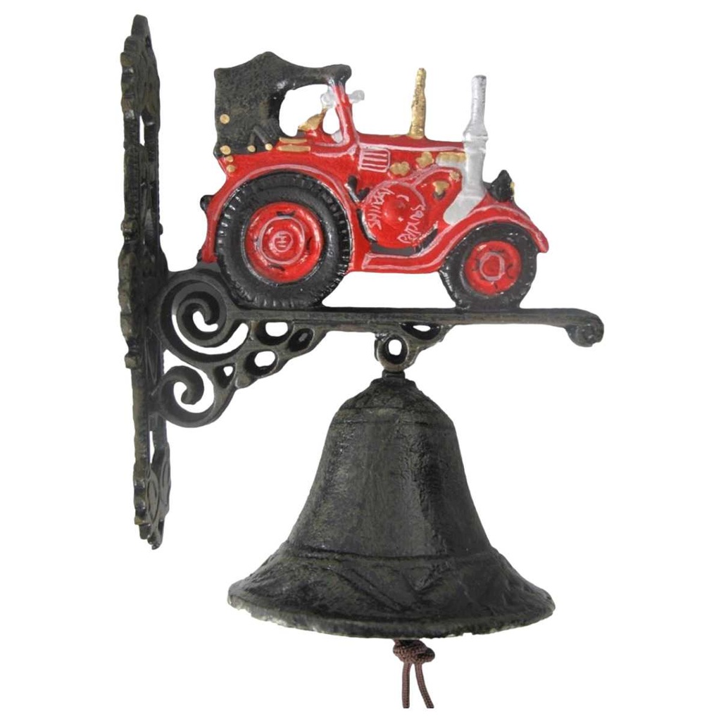 [LA-41382] Gusseisen Wandglocke Türglocke Motiv Figürchen Kl-Trekker Rot H 25x18 cm