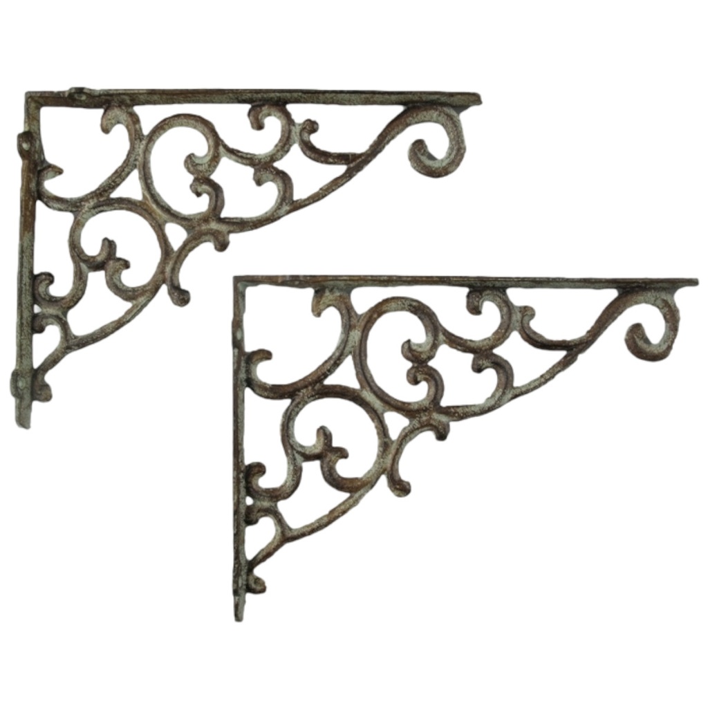 [LA-41450] Regalstützen Gußeisen farbig H 33x25 cm SET