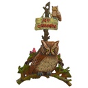Schlauchhalter Gusseisen Eule Uhu farbig Garten
