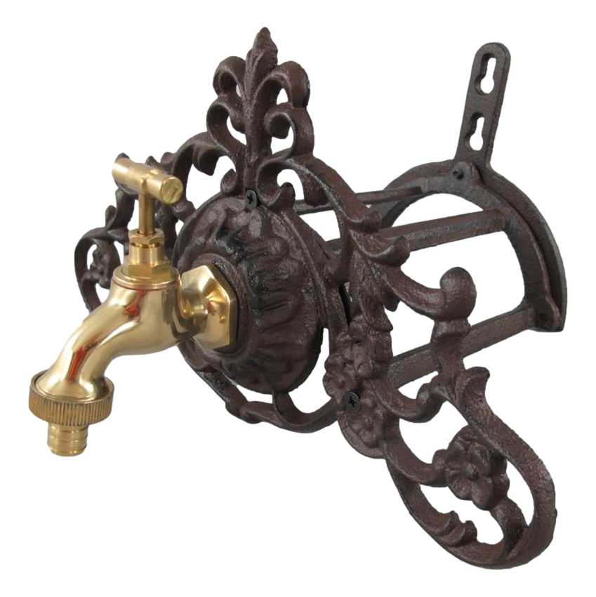 [LA-41478] Schlauchhalter Gartenschlauchhalter Garten Gusseisen Braun rustikal #41478