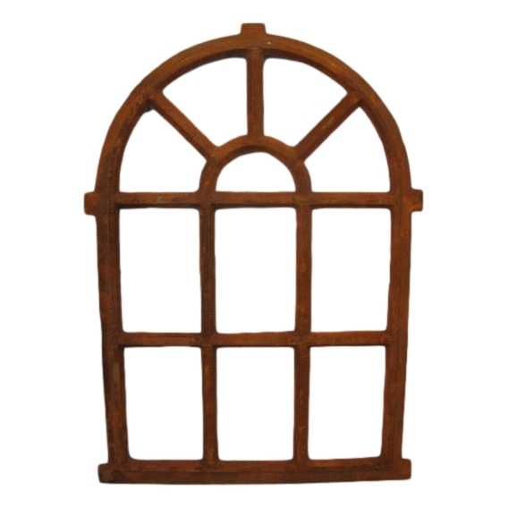 [LA-41522] Gusseisen Stallfenster Fensterrahmen Nostalgie Antik-Stil rostig 92x62 cm