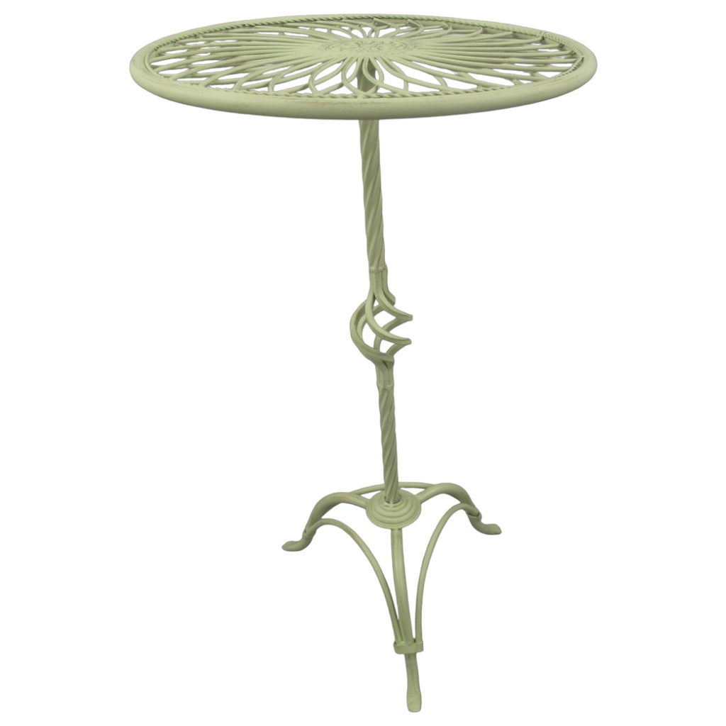 [LA-41539] Tisch Eisen Rund Antik-Stil weiß H 70-D 40 cm