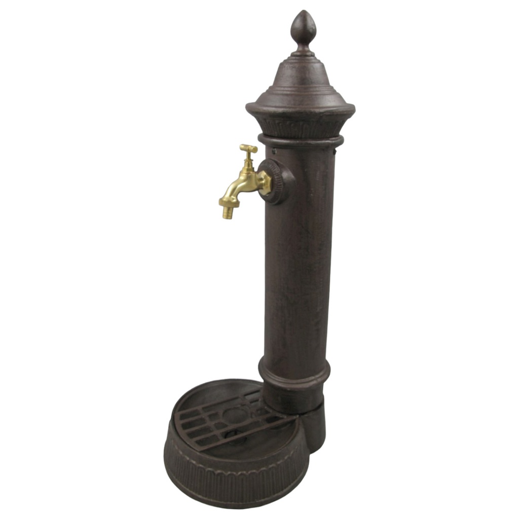 [LA-41572] Zapfsäule Rund Alu. rustikal braun Messing Hahn H 75 cm