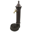 Zapfsäule Rund Alu. rustikal braun Messing Hahn H 75 cm