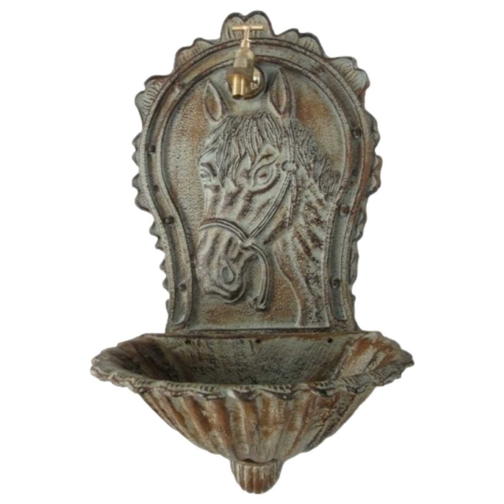 [LA-41577] Wandbrunnen Wassersäule Gartenbrunnen Zapfstelle Gusseisen farbig Terrasse