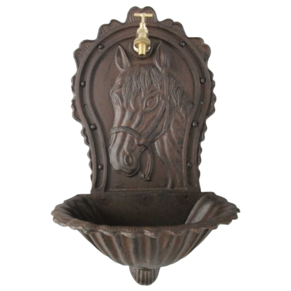 [LA-41578] Wandbrunnen Wassersäule Gartenbrunnen Zapfstelle Gusseisen Braun rustikal Terrasse