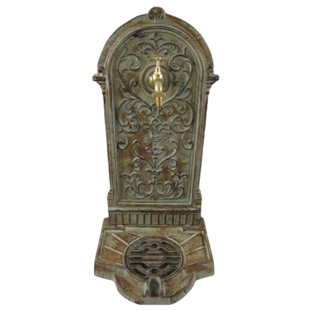 [LA-41579] Gusseisen Standbrunnen Wassersäule Gartenbrunnen Zapfstelle farbig H 65 cm