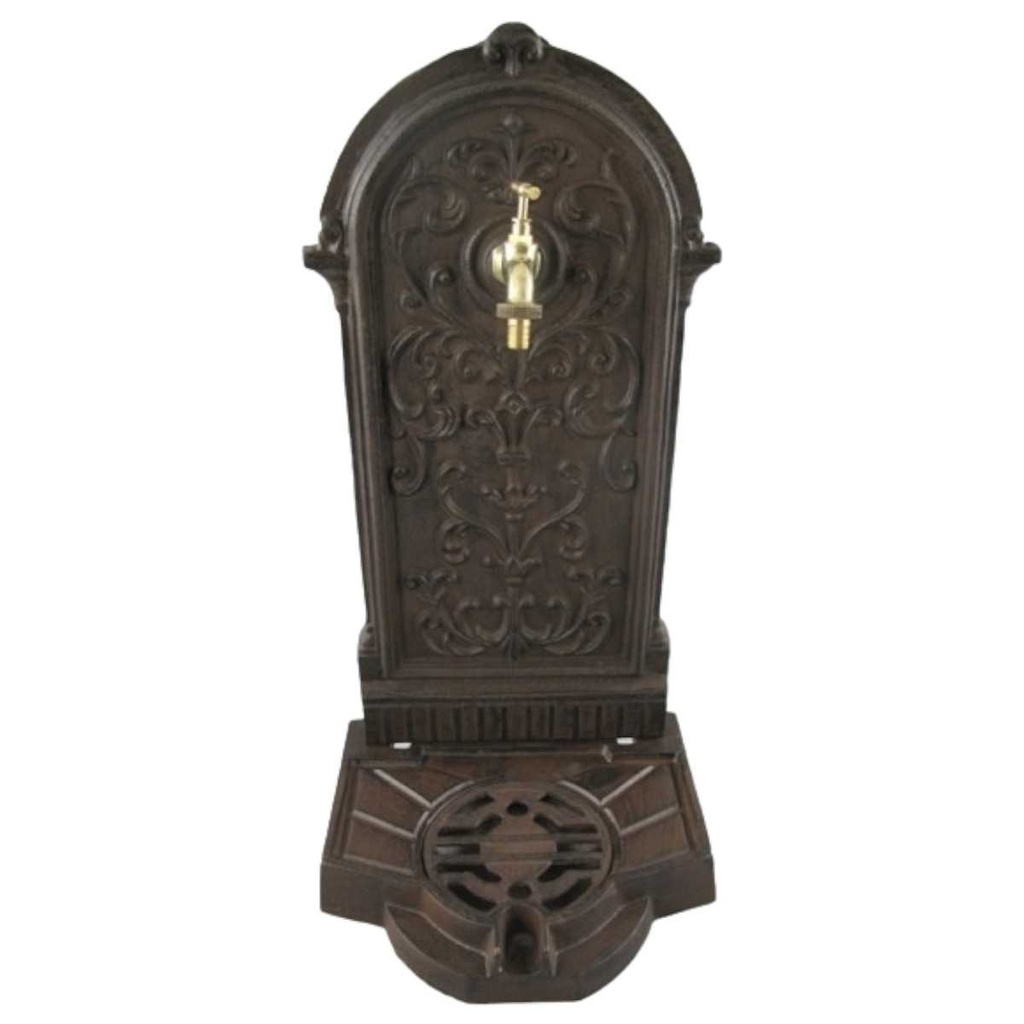 [LA-41580] Standbrunnen Wassersäule Gartenbrunnen Zapfstelle Gusseisen Braun rustikal Garten