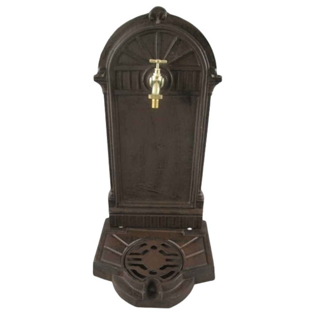 [LA-41582] Standbrunnen Wassersäule Gartenbrunnen Zapfstelle Gusseisen Braun rustikal Garten #41582