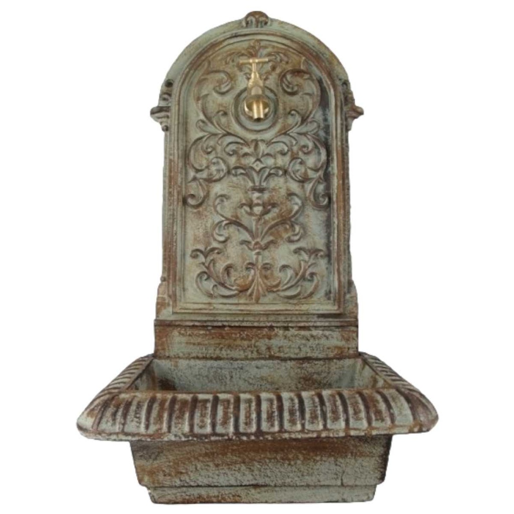[LA-41583] Wandbrunnen Wassersäule Gartenbrunnen Zapfstelle Gusseisen farbig Terrasse #41583