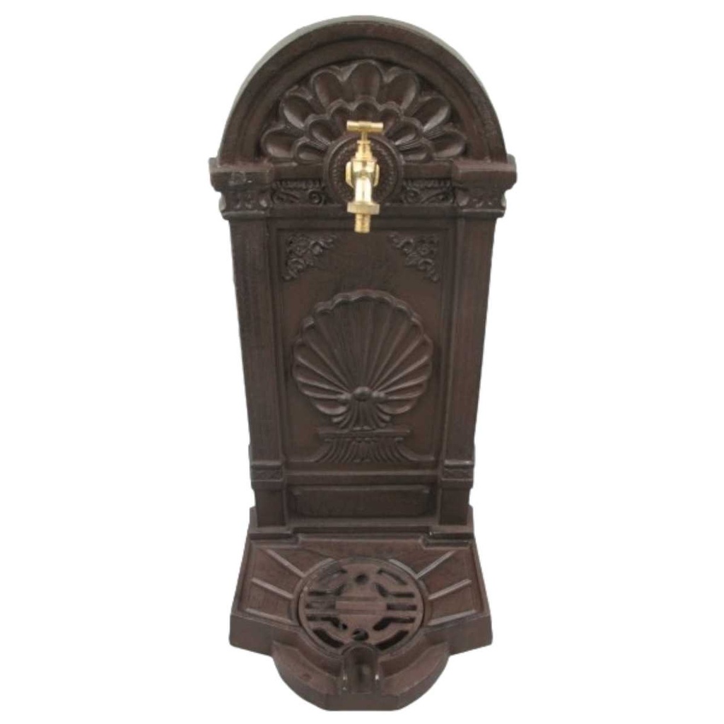 [LA-41586] Standbrunnen Wassersäule Gartenbrunnen Zapfstelle Gusseisen Braun rustikal Garten #41586