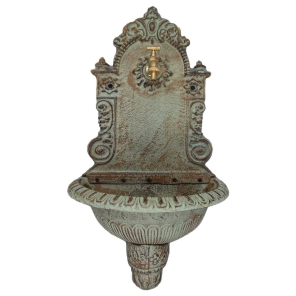 [LA-41590] Wandbrunnen Wassersäule Gartenbrunnen Zapfstelle Gusseisen farbig Terrasse #41590