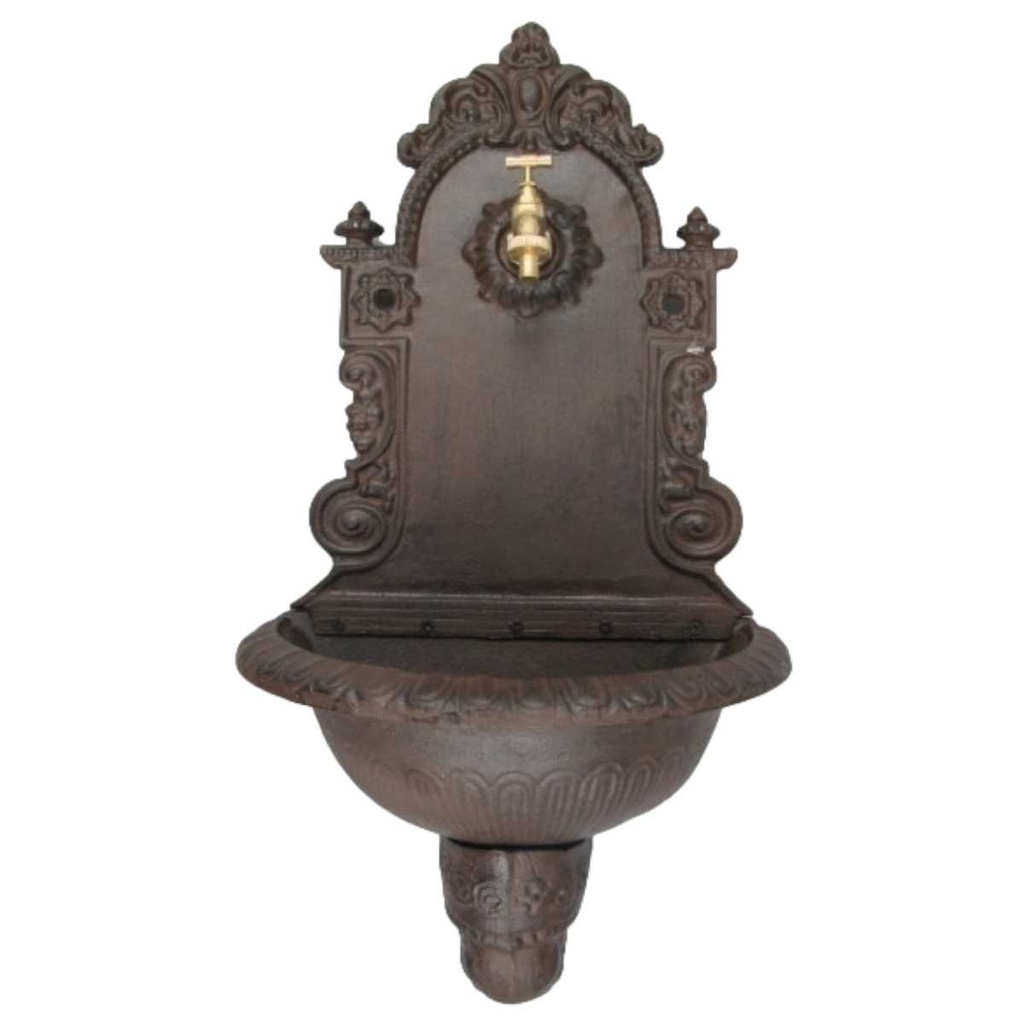[LA-41591] Wandbrunnen Wassersäule Gartenbrunnen Zapfstelle Gusseisen Braun rustikal Terrasse #41591