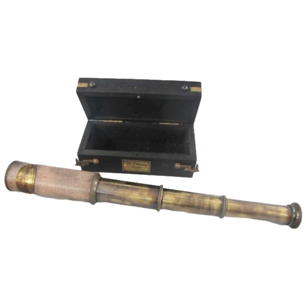 [LA-42722] Fernglas Messing/Leder grün patiniert